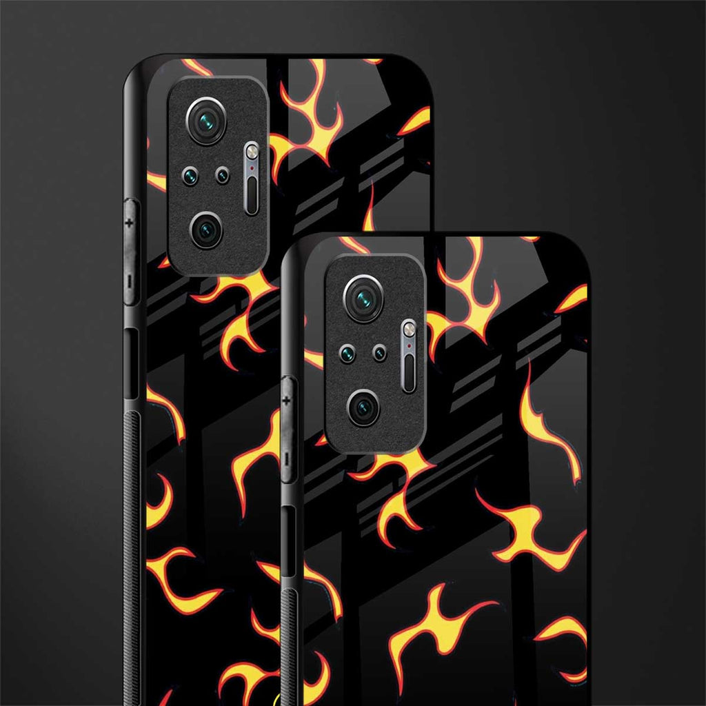 lil flames on black glass case for redmi note 10 pro image-2