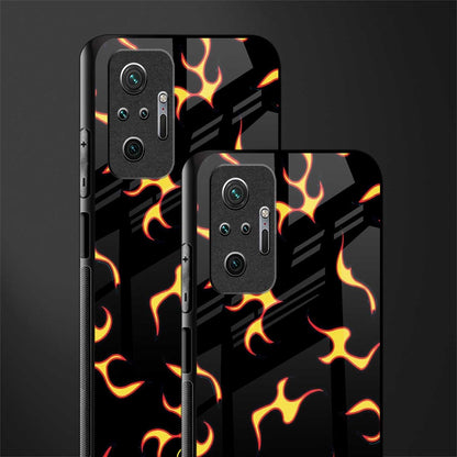 lil flames on black glass case for redmi note 10 pro max image-2