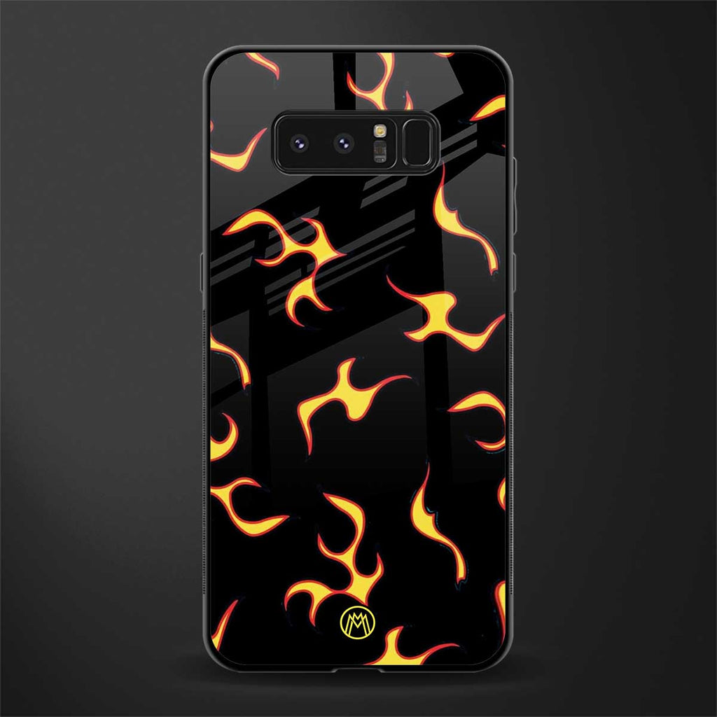 lil flames on black glass case for samsung galaxy note 8 image
