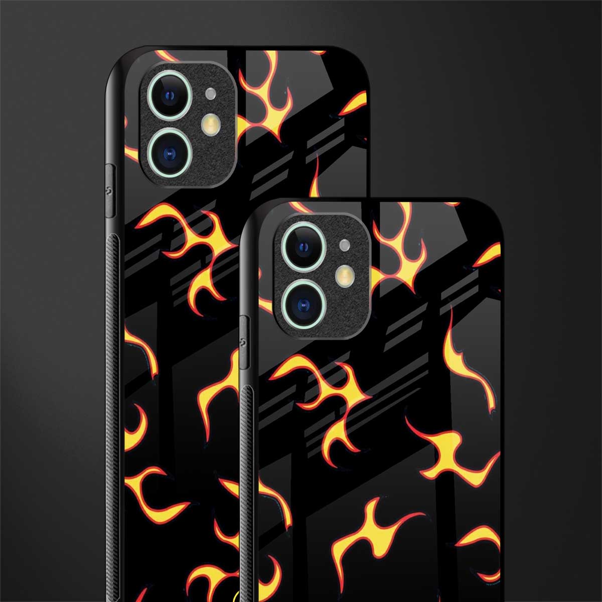 lil flames on black glass case for iphone 11 image-2