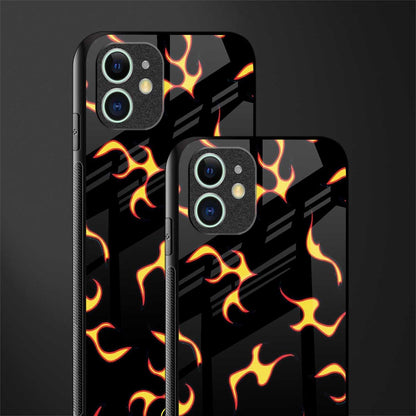 lil flames on black glass case for iphone 12 mini image-2