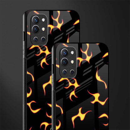 lil flames on black glass case for oneplus 9r image-2
