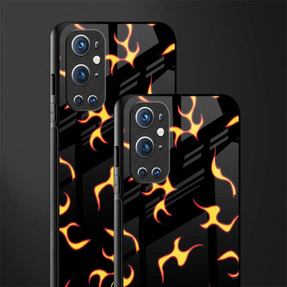 lil flames on black glass case for oneplus 9 pro image-2