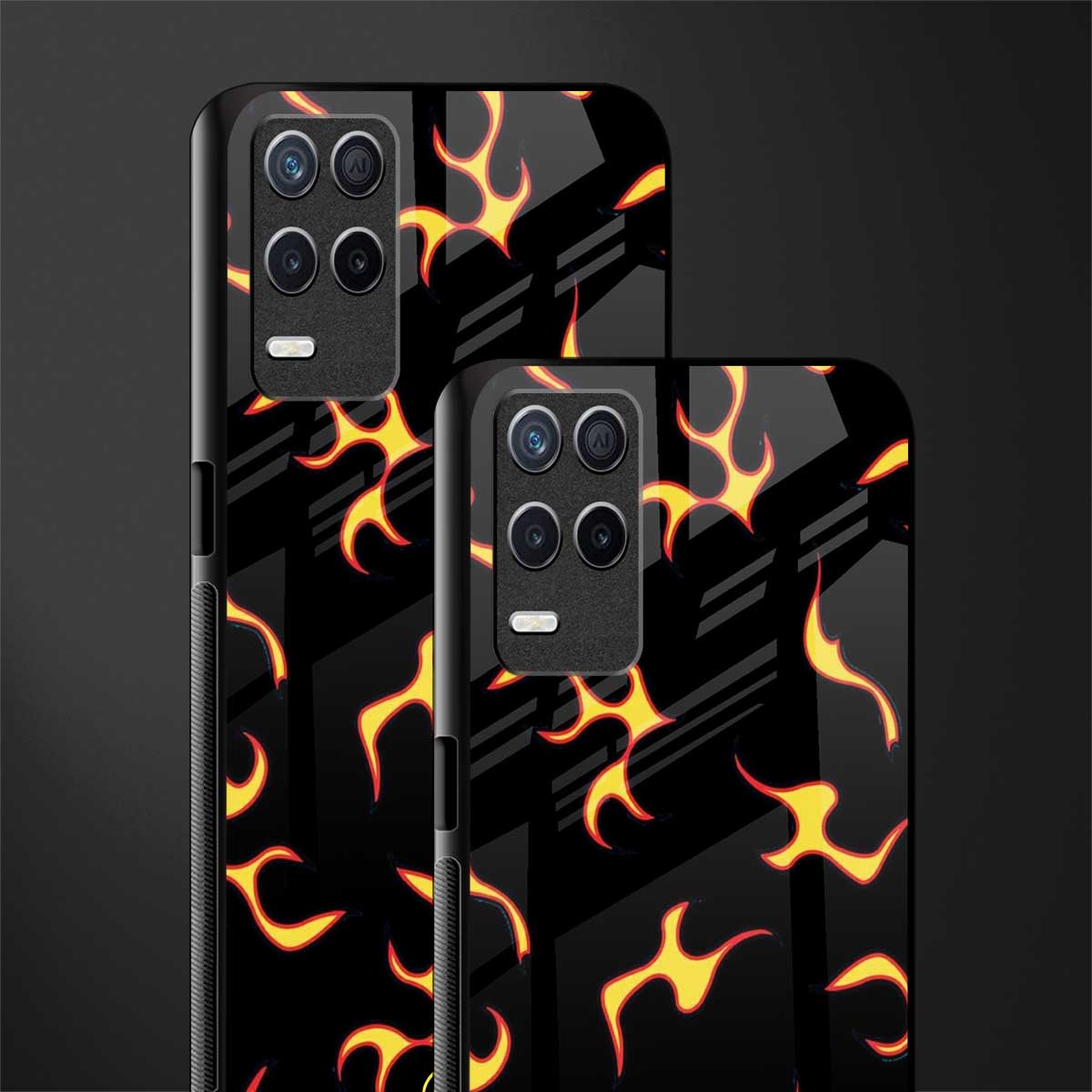 lil flames on black glass case for realme 8 5g image-2