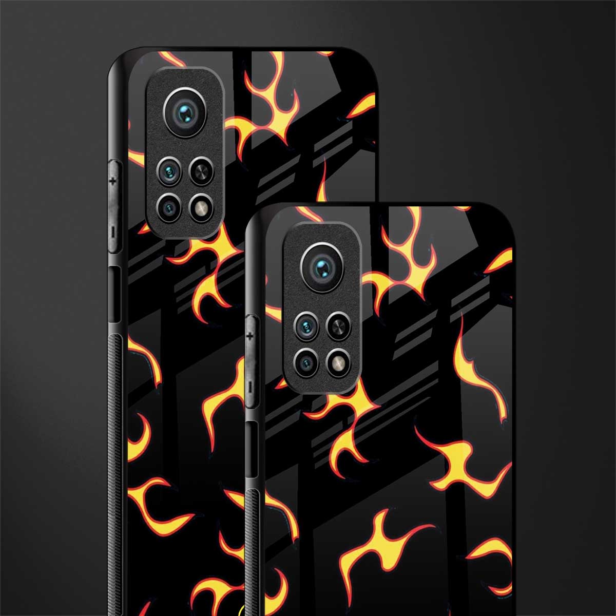 lil flames on black glass case for mi 10t 5g image-2