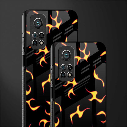 lil flames on black glass case for mi 10t 5g image-2