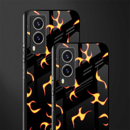 lil flames on black glass case for vivo v21e 5g image-2