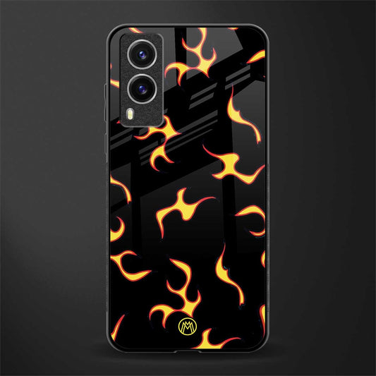 lil flames on black glass case for vivo v21e 5g image