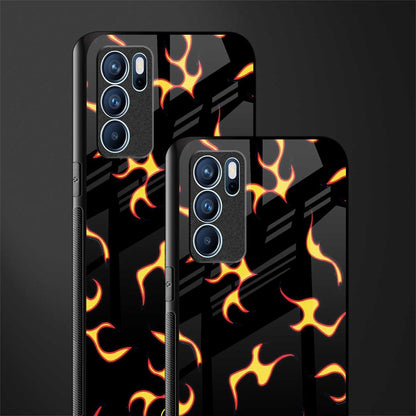 lil flames on black glass case for oppo reno6 5g image-2