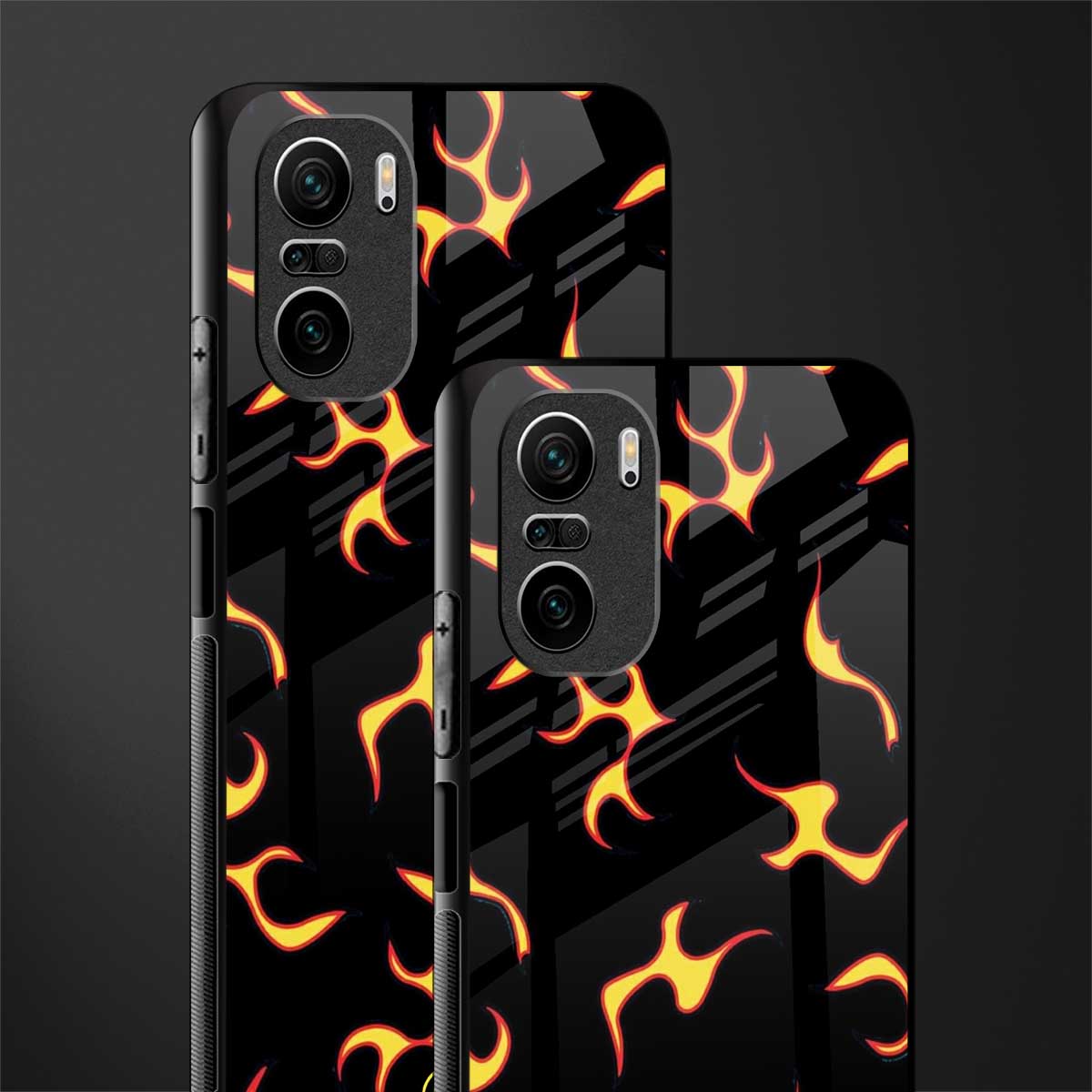 lil flames on black glass case for mi 11x 5g image-2
