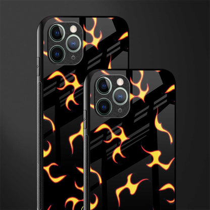 lil flames on black glass case for iphone 11 pro image-2