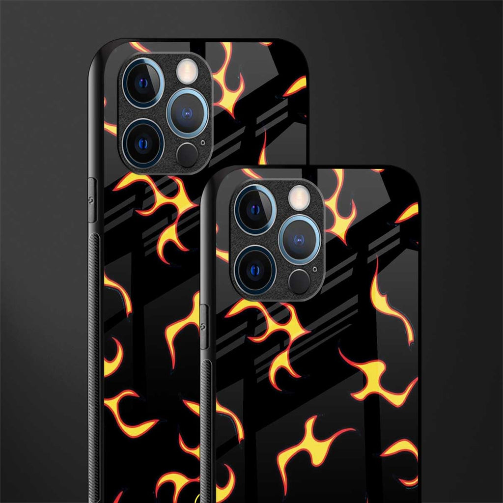 lil flames on black glass case for iphone 12 pro image-2