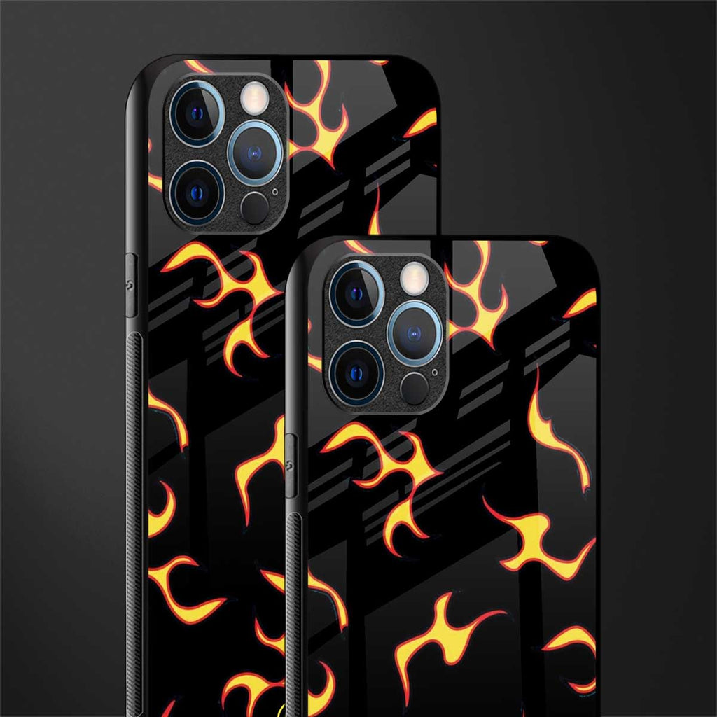 lil flames on black glass case for iphone 12 pro max image-2