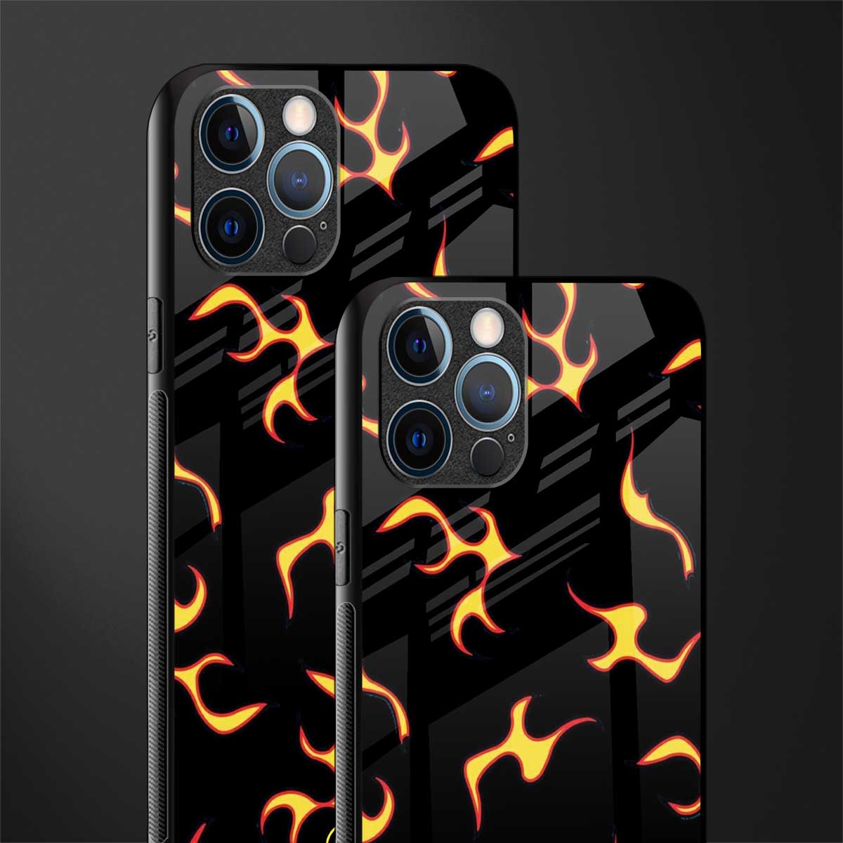 lil flames on black glass case for iphone 12 pro max image-2