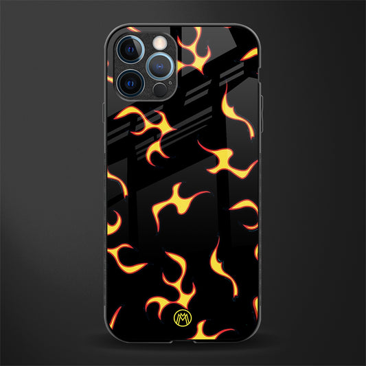 lil flames on black glass case for iphone 14 pro max image