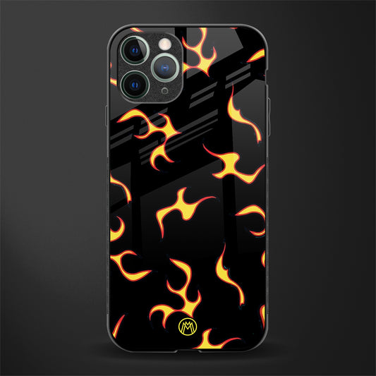 lil flames on black glass case for iphone 11 pro max image