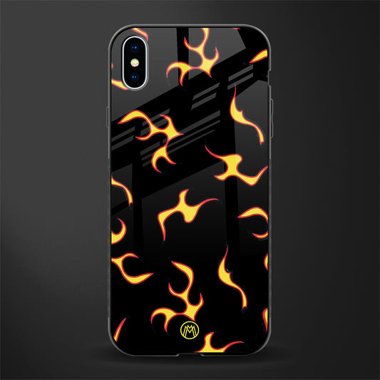 lil flames on black glass case for iphone xs max image