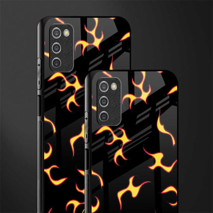 lil flames on black glass case for samsung galaxy a03s image-2