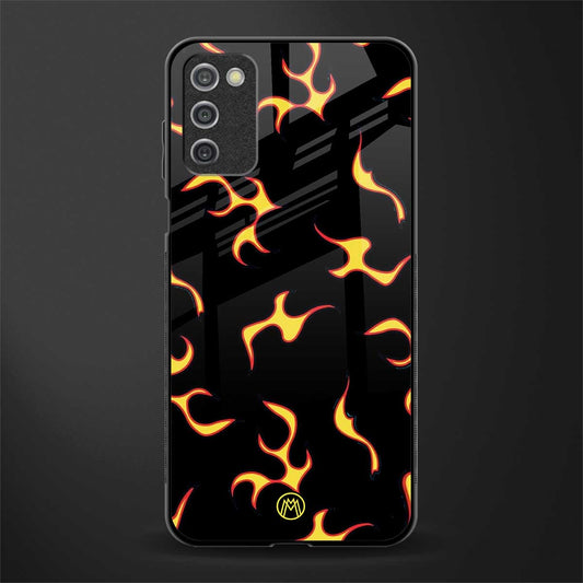 lil flames on black glass case for samsung galaxy a03s image
