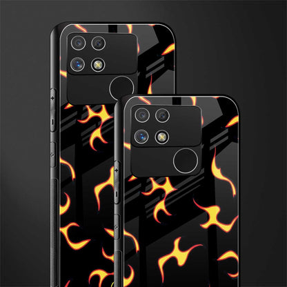 lil flames on black back phone cover | glass case for realme narzo 50a