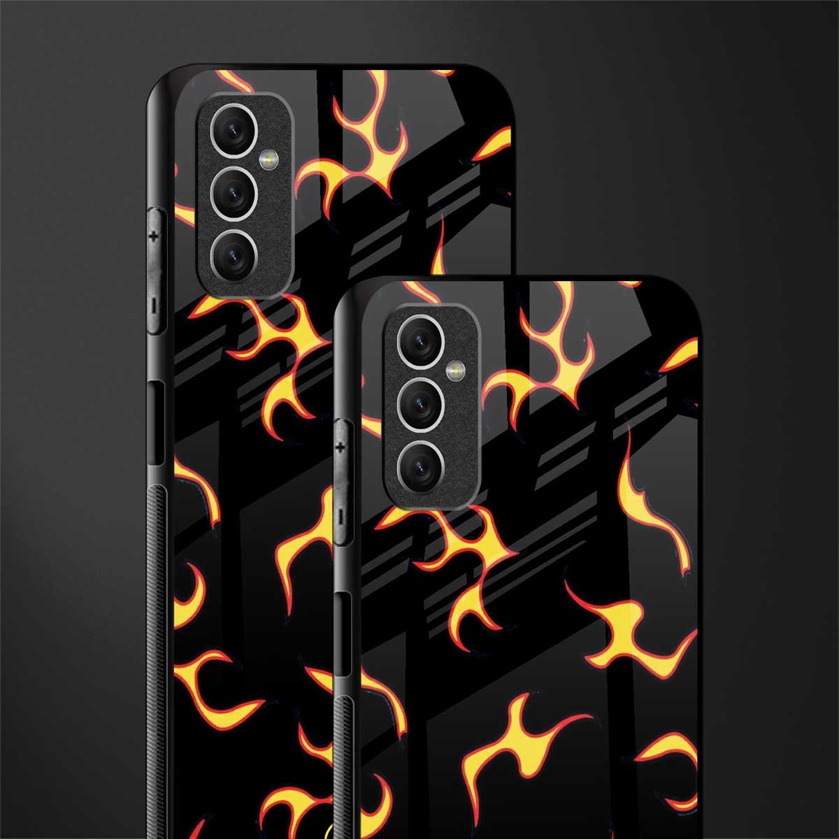 lil flames on black glass case for samsung galaxy m52 5g image-2