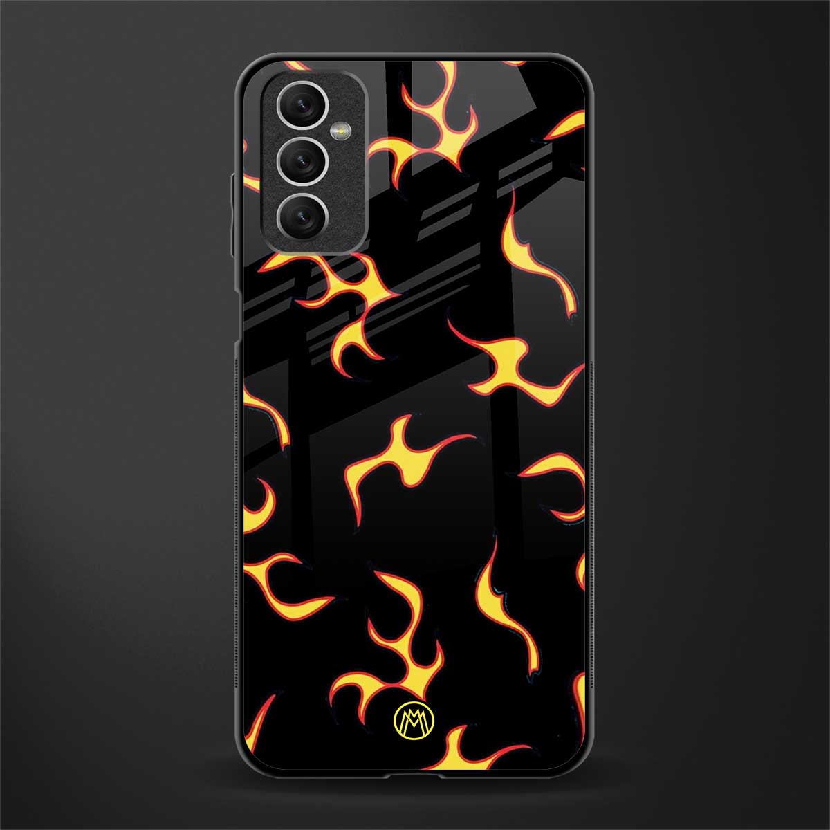 lil flames on black glass case for samsung galaxy m52 5g image