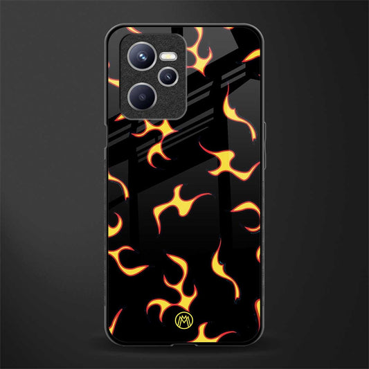 lil flames on black glass case for realme c35 image