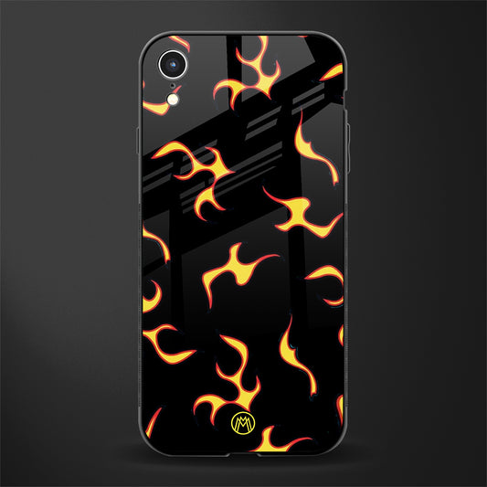 lil flames on black glass case for iphone xr image