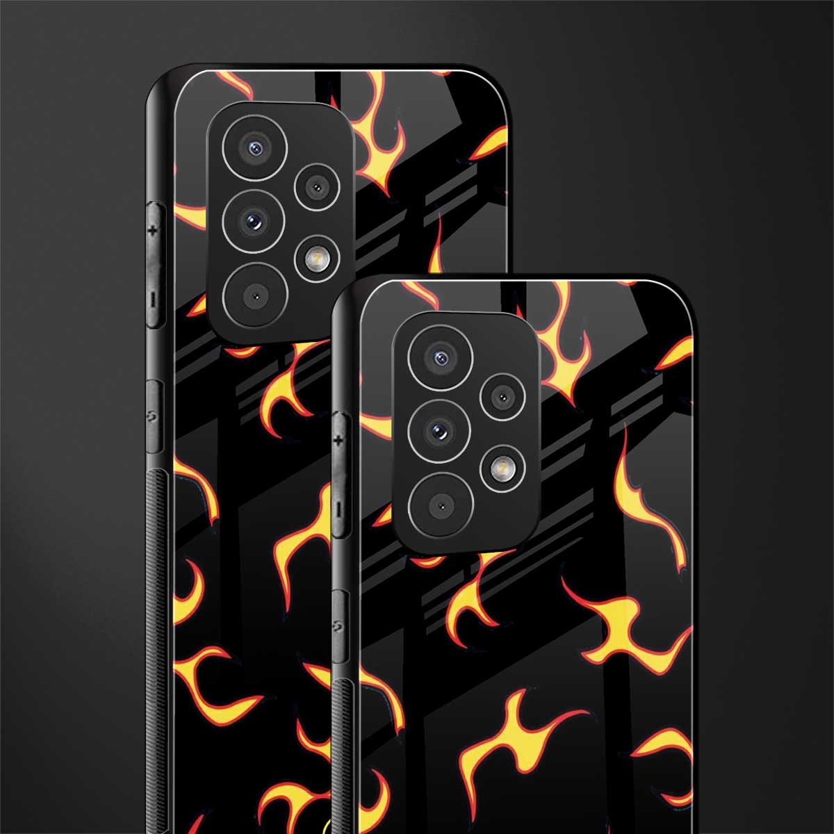 lil flames on black back phone cover | glass case for samsung galaxy a53 5g