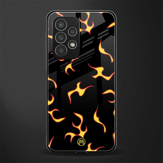 lil flames on black back phone cover | glass case for samsung galaxy a73 5g