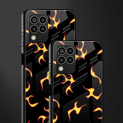 lil flames on black back phone cover | glass case for samsung galaxy m33 5g