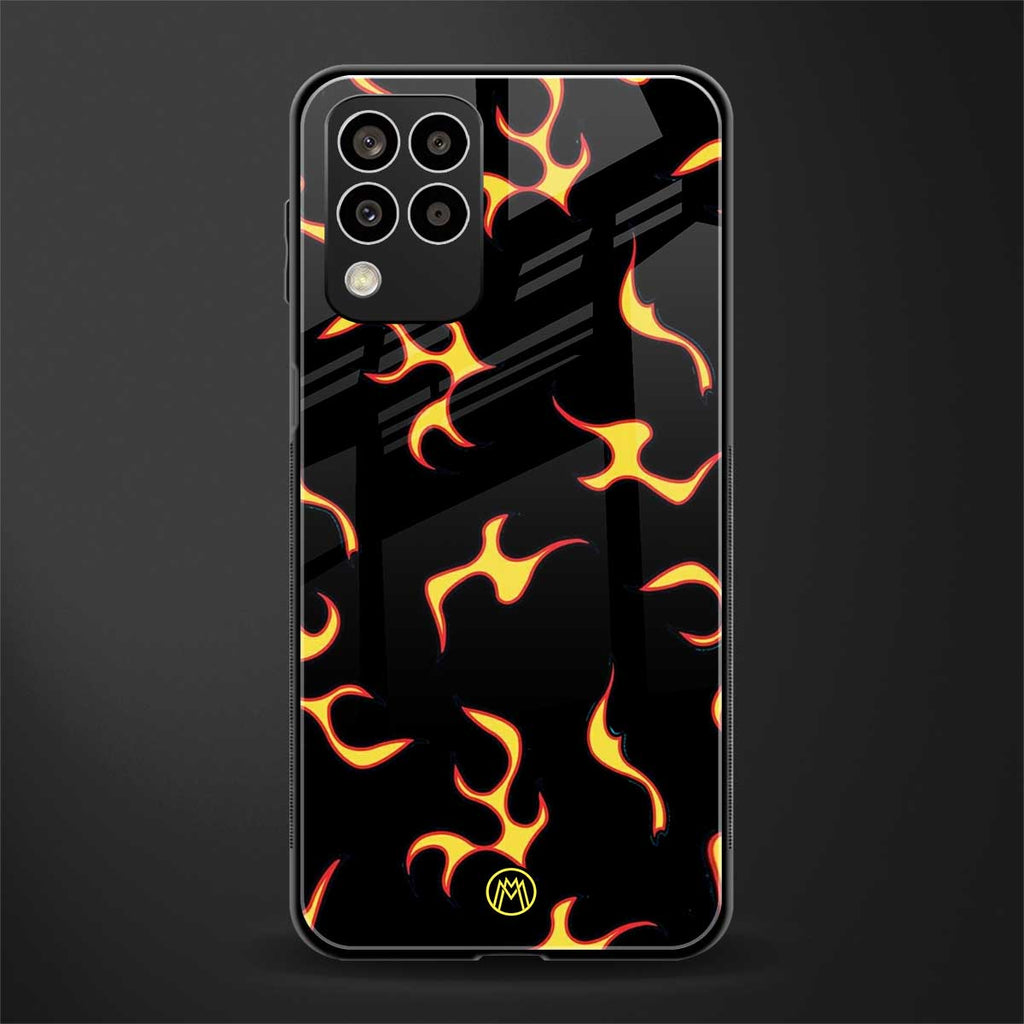 lil flames on black back phone cover | glass case for samsung galaxy m33 5g