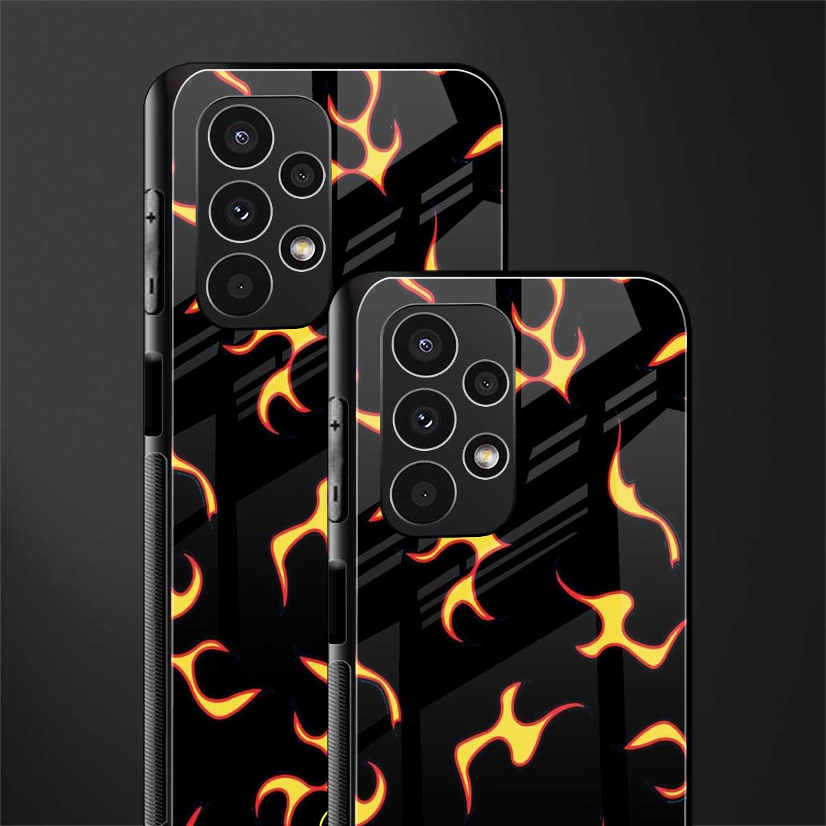 lil flames on black back phone cover | glass case for samsung galaxy a13 4g