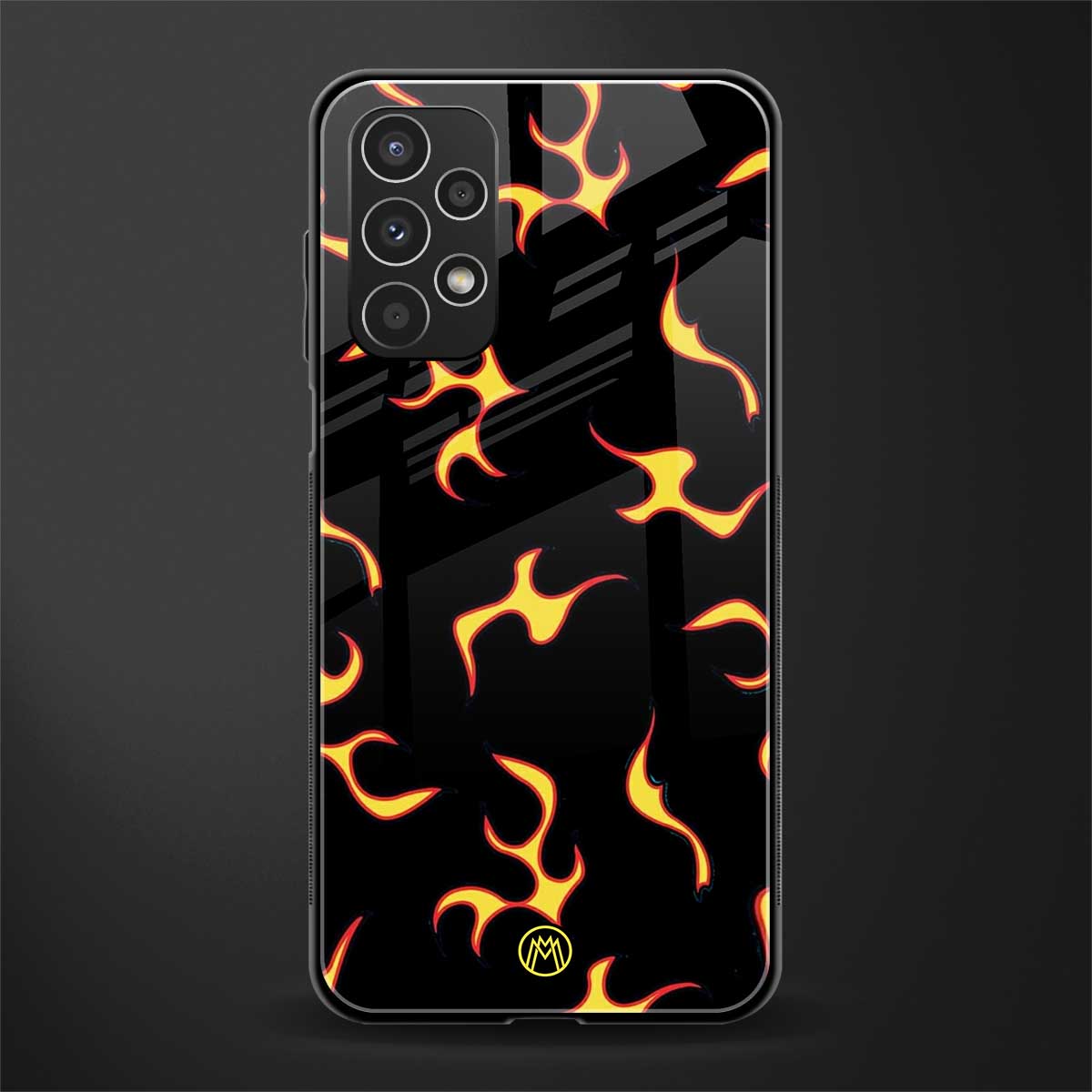 lil flames on black back phone cover | glass case for samsung galaxy a13 4g
