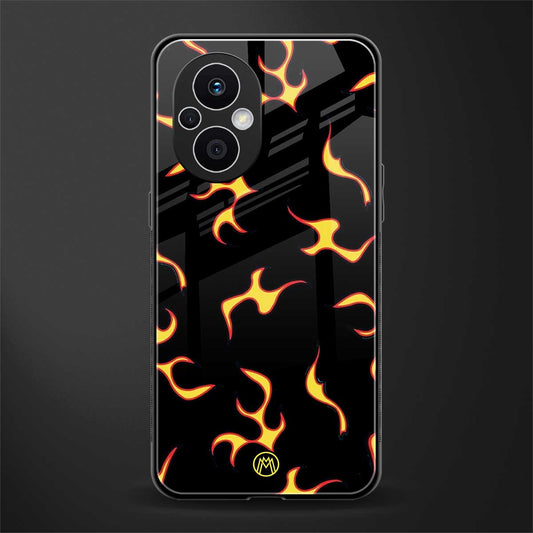 lil flames on black back phone cover | glass case for oppo f21 pro 5g