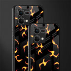 lil flames on black back phone cover | glass case for oppo f21 pro 4g