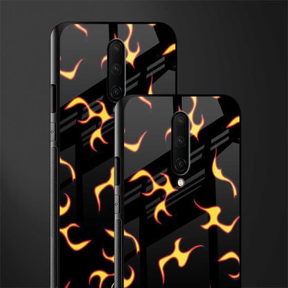 lil flames on black glass case for oneplus 7 pro image-2