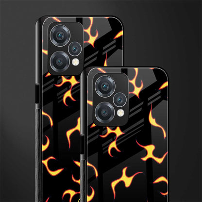 lil flames on black back phone cover | glass case for oneplus nord ce 2 lite 5g
