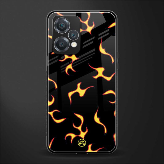 lil flames on black back phone cover | glass case for oneplus nord ce 2 lite 5g