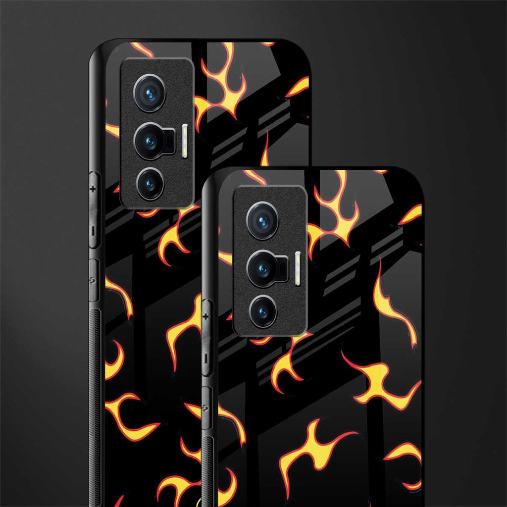 lil flames on black glass case for vivo x70 image-2