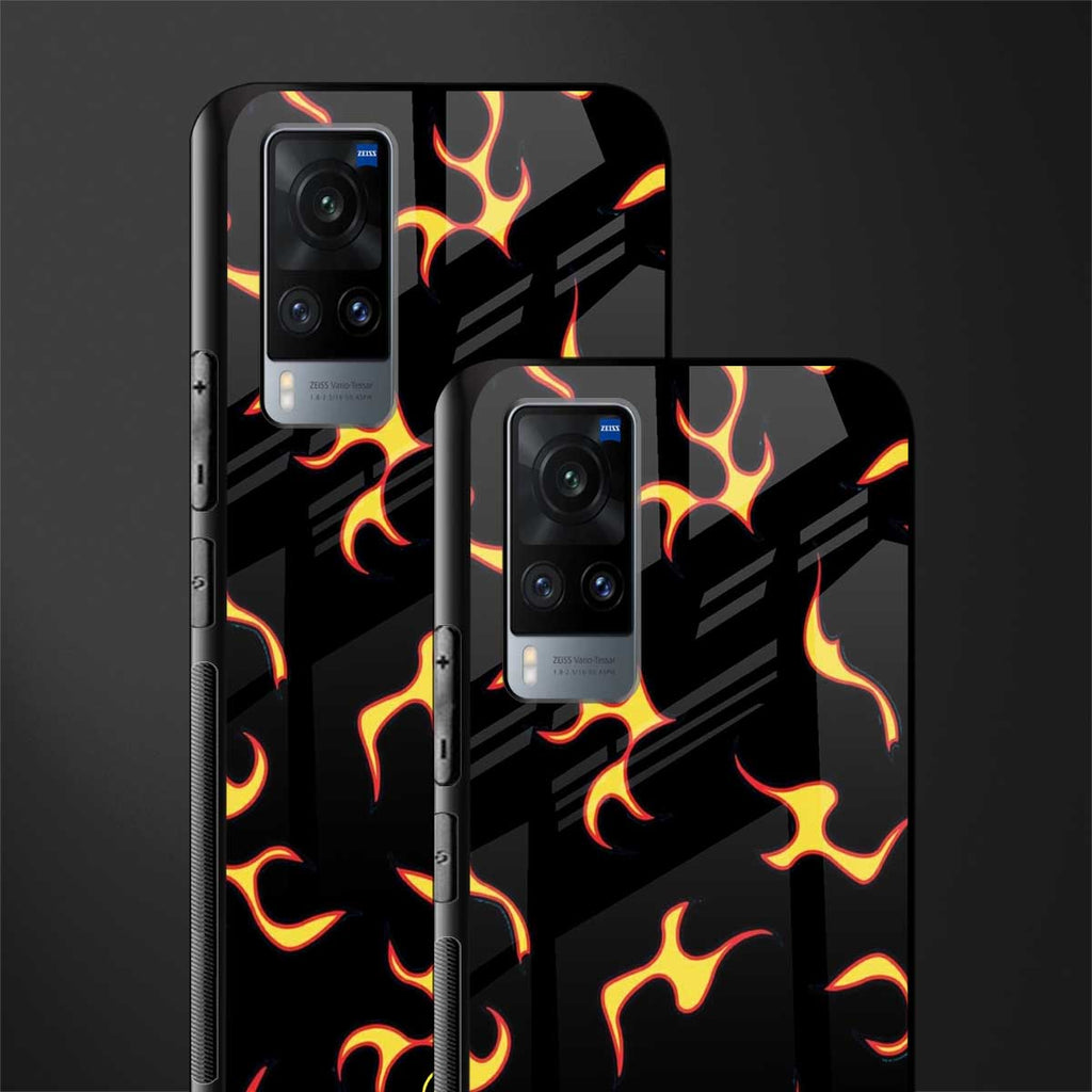 lil flames on black glass case for vivo x60 image-2