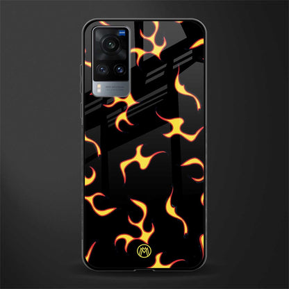 lil flames on black glass case for vivo x60 image