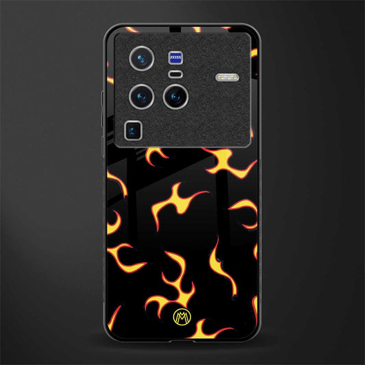 lil flames on black glass case for vivo x80 pro 5g image
