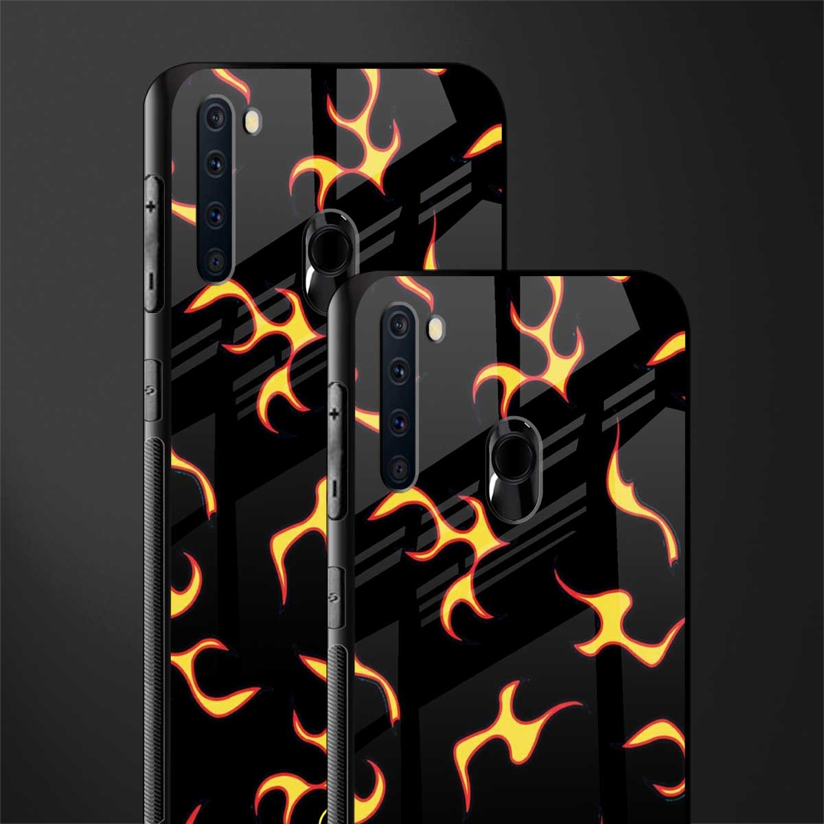 lil flames on black glass case for samsung a21 image-2