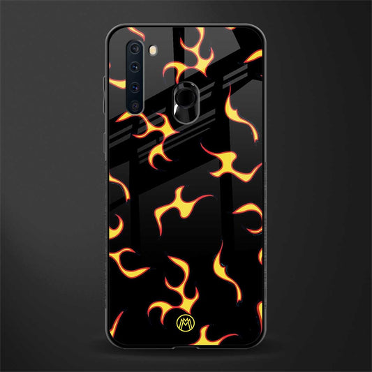 lil flames on black glass case for samsung a21 image