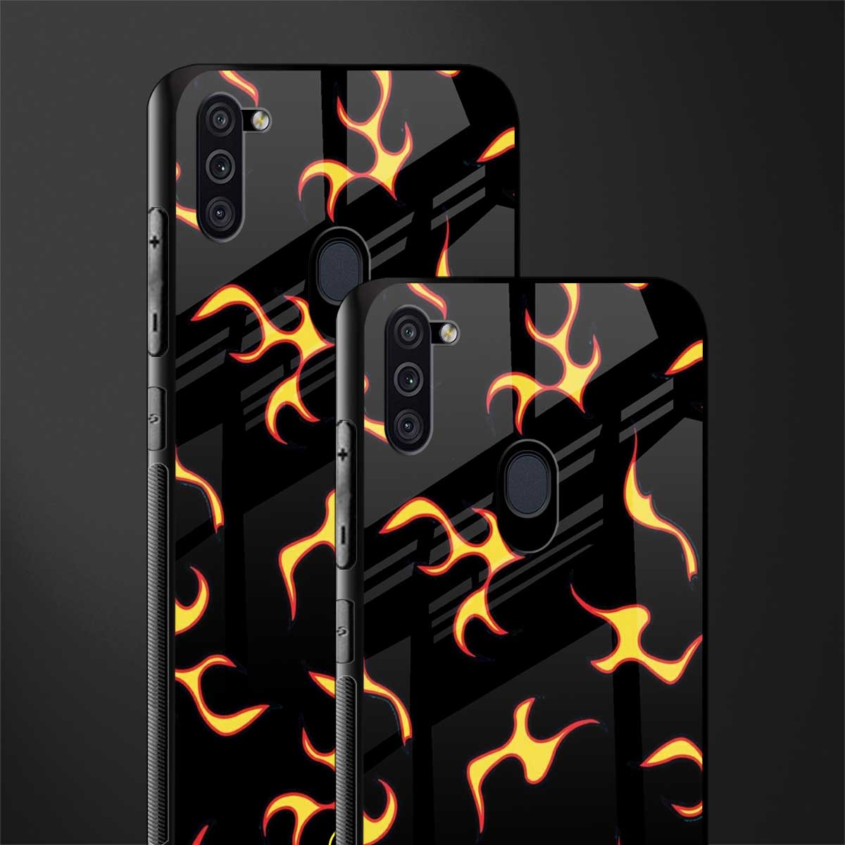 lil flames on black glass case for samsung a11 image-2