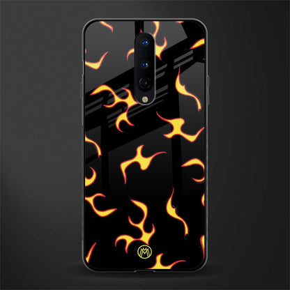 lil flames on black glass case for oneplus 8 image