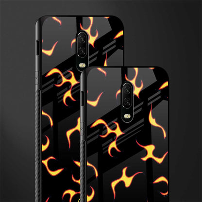 lil flames on black glass case for oneplus 6t image-2