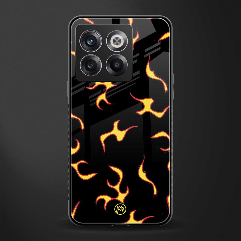 lil flames on black back phone cover | glass case for oneplus 10t