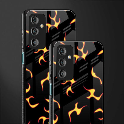 lil flames on black back phone cover | glass case for samsung galaxy f23 5g